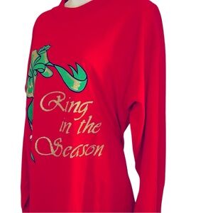 Christmas Women's Long Sleeve T-shirt Red and sparkle design Like New-Size Large